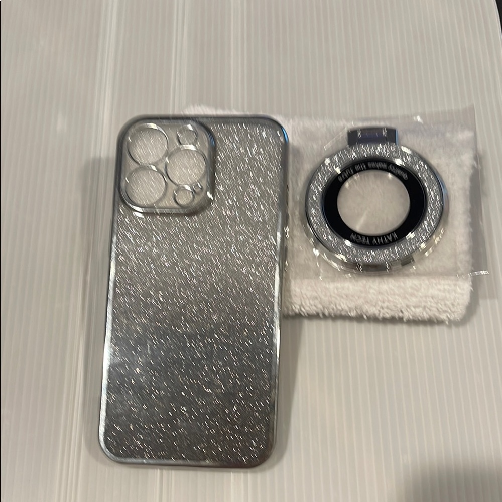 Silver Glitter iPhone Case with Protective Design